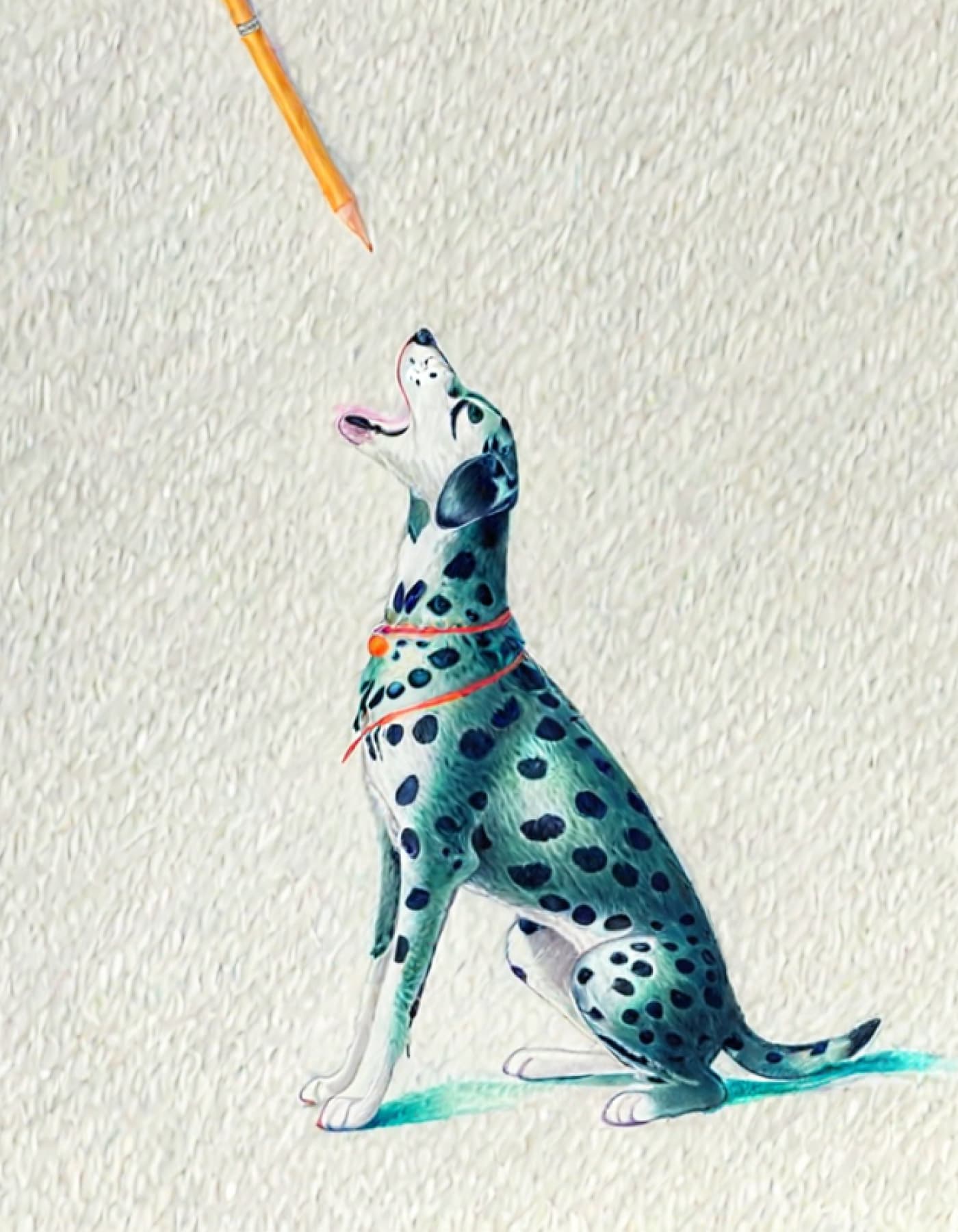 Color Pencil Style Pet Portrait