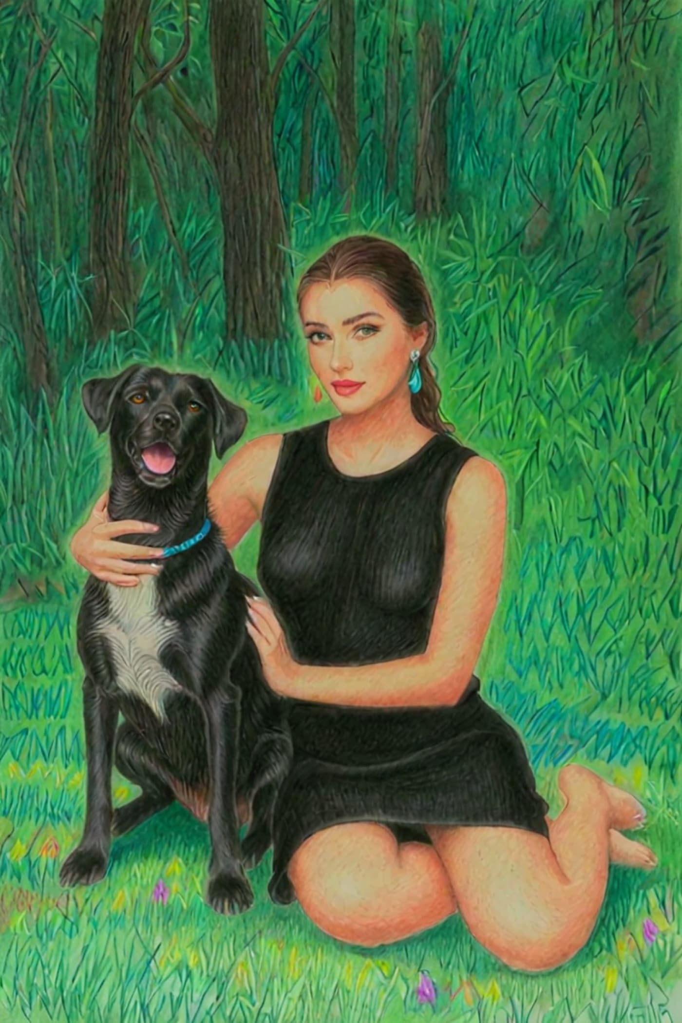 Color Pencil Style Pet Portrait
