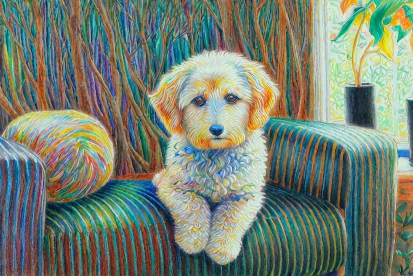 Color Pencil Style Pet Portrait