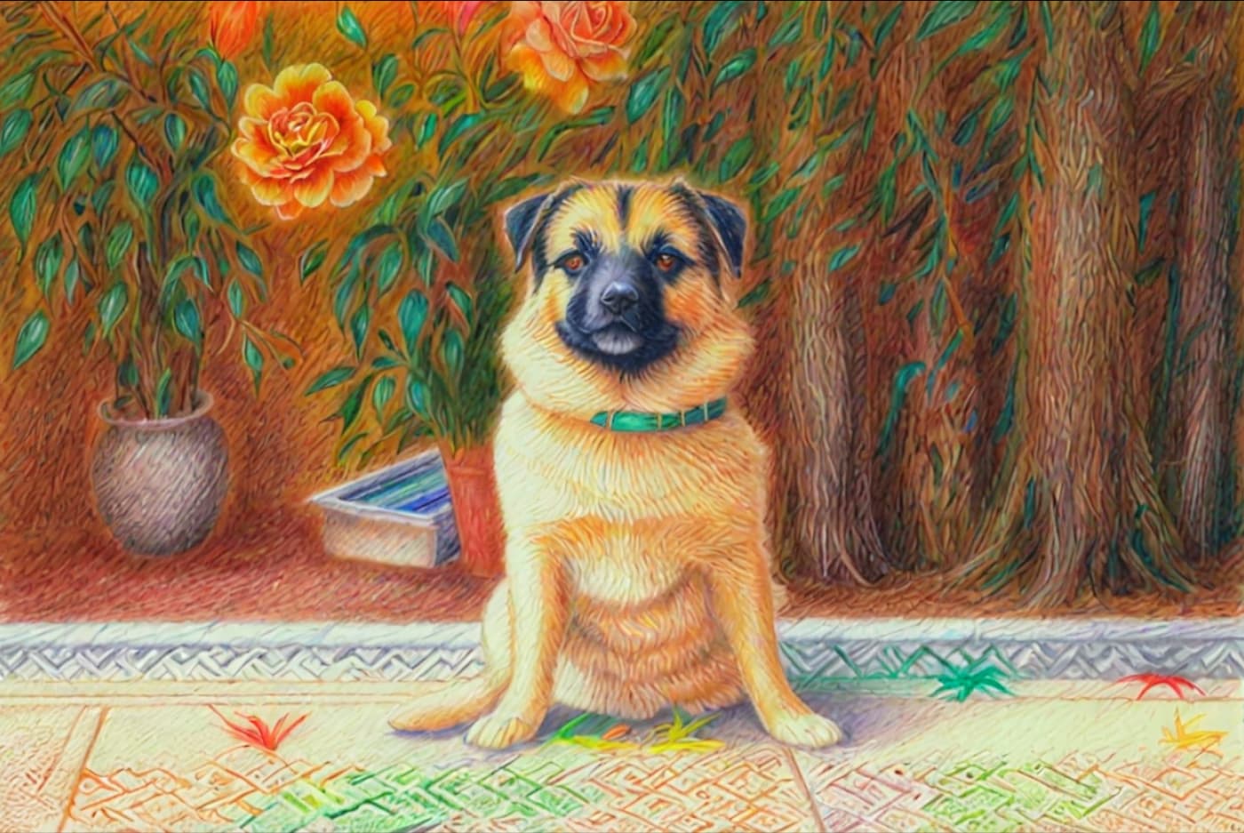 Color Pencil Style Pet Portrait