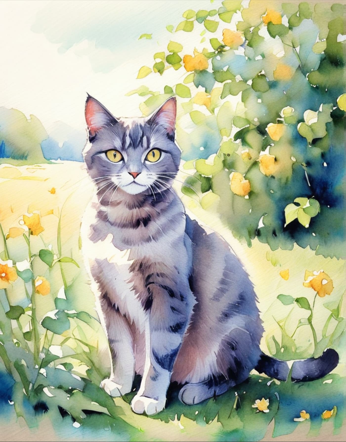 Watercolor Style Pet Portrait